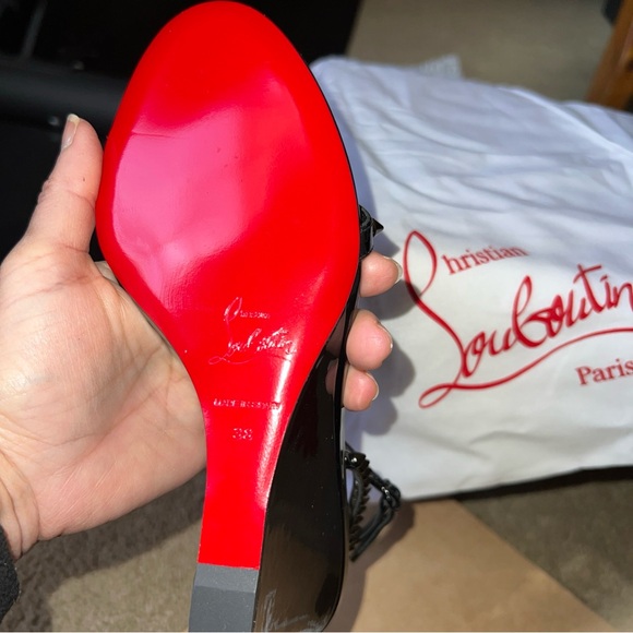 Christian Louboutin black spiked SO ME wedges 38 - Picture 4 of 12